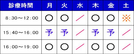 愛知県春日井市の内科,小児科,循環器内科,アレルギー科,リハビリテーション科 やまだ内科クリニックの診療時間